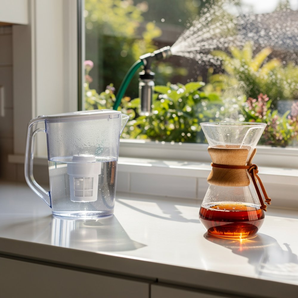 Tetera de filtrado y filtración de agua del jardín