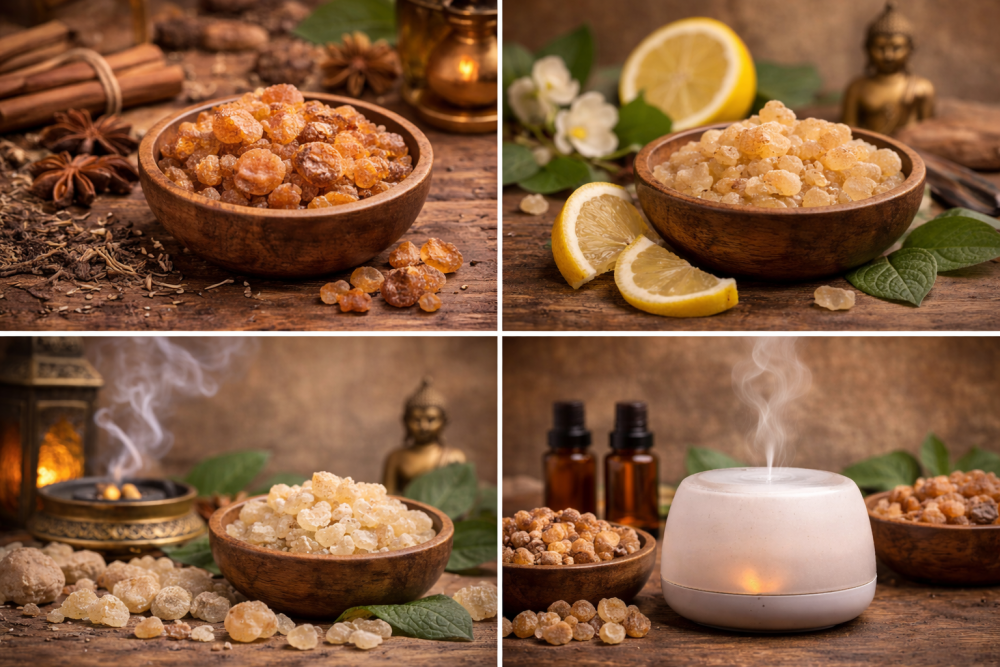 Rincón de meditación con difusor y aceites de incienso para comparar los distintos tipos de incienso en la aromaterapia doméstica