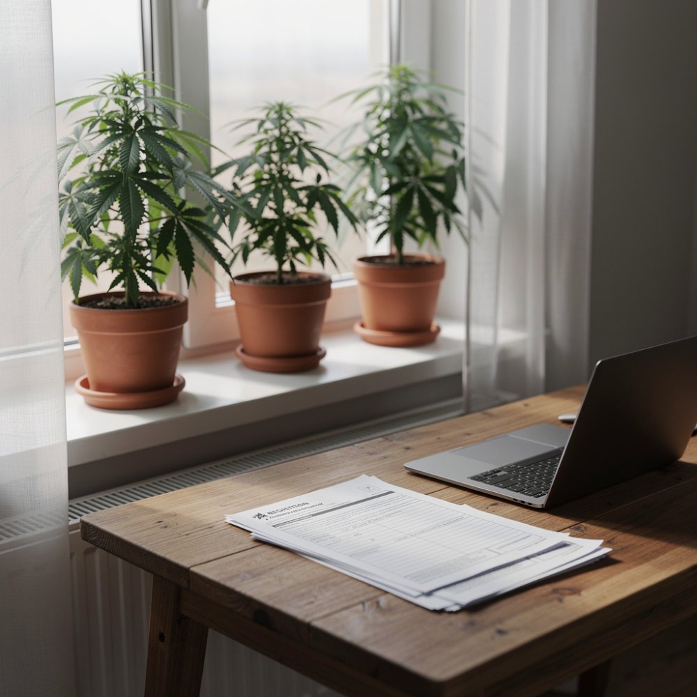 Cultivo legal de cannabis – tres plantas en el interior del hogar Cultivo legal de cannabis – tres plantas en el interior del hogar