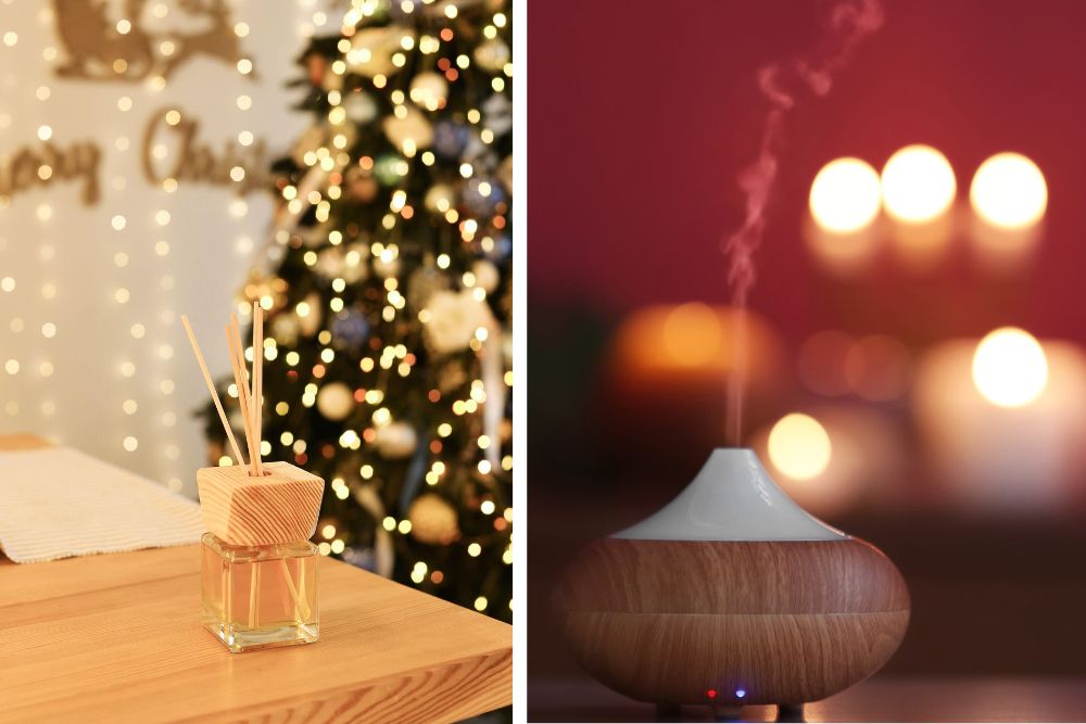 Difusor con aceites esenciales durante una tarde de invierno: aromaterapia en invierno