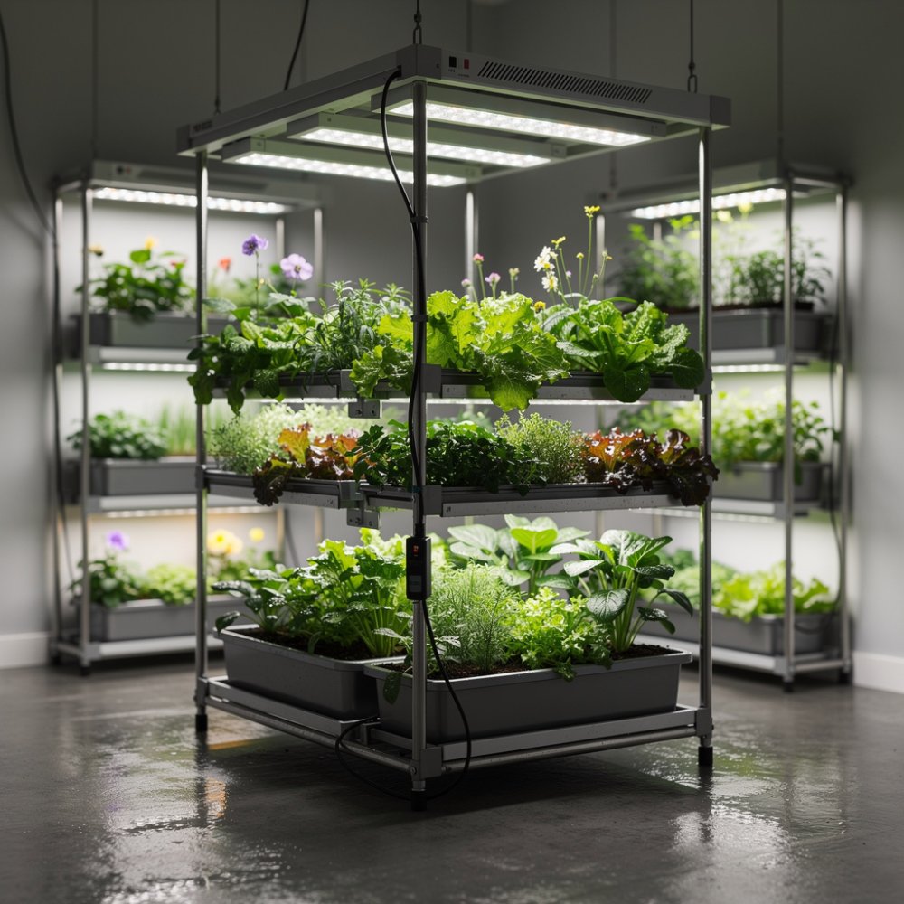 Los paneles LED iluminan el interior con plantas Los paneles LED iluminan el interior con plantas