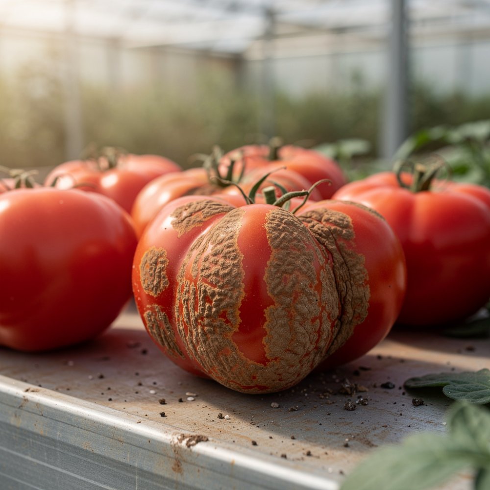 Tomates dañados por el virus ToBRFV