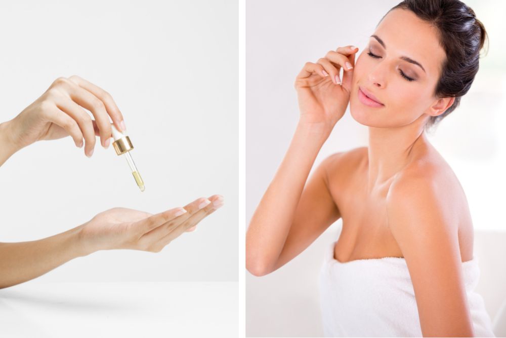 Cuidado de noche de la piel con lavanda y aceites naturales