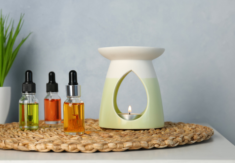 Lámpara de aromaterapia de cerámica: recipiente a la altura correcta sobre la llama para una liberación gradual del aroma